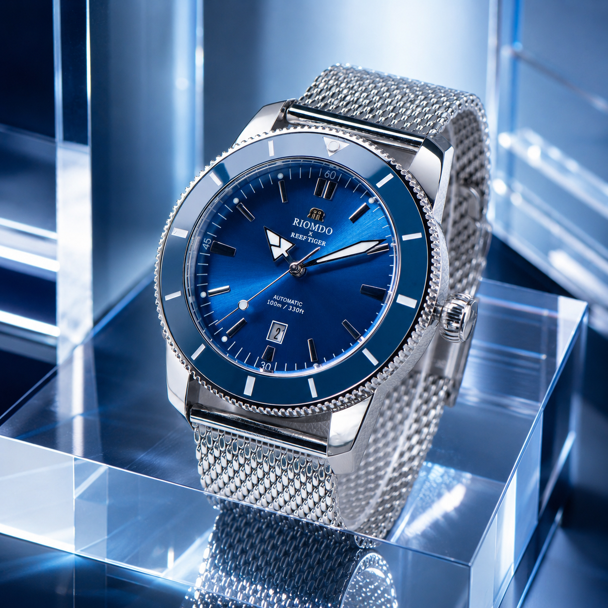 RIOMDO&RF Luxury Brand Men's A - Stainless Mesh Band ulasan dan harga