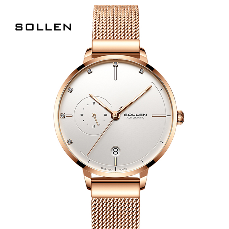 SOLLEN-Automatic Mechanical Wa - Stainless Mesh Band ulasan dan harga