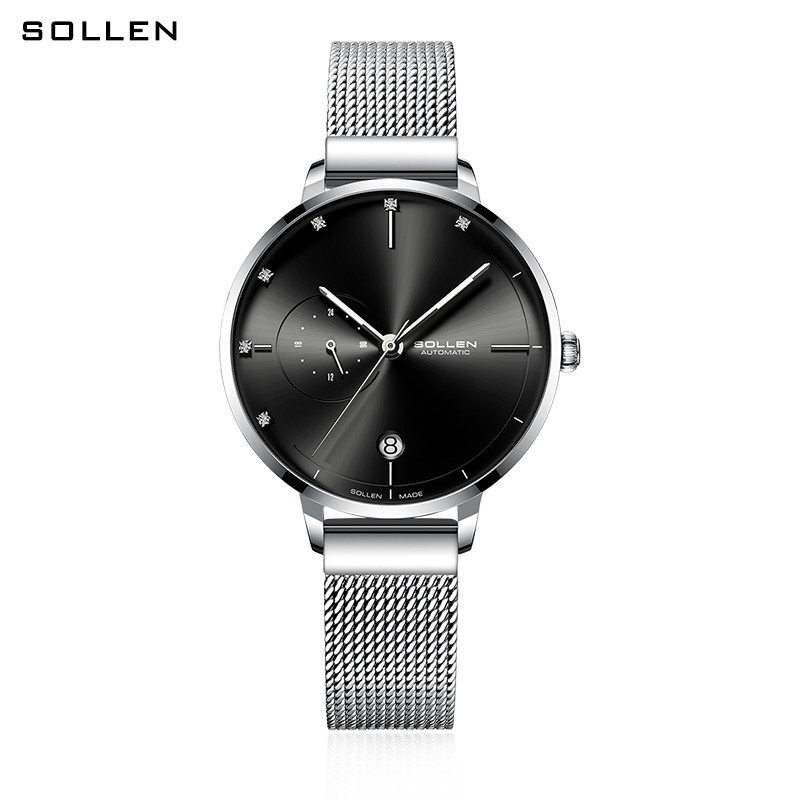SOLLEN-Automatic Mechanical Wa - Stainless Mesh Band ulasan dan harga